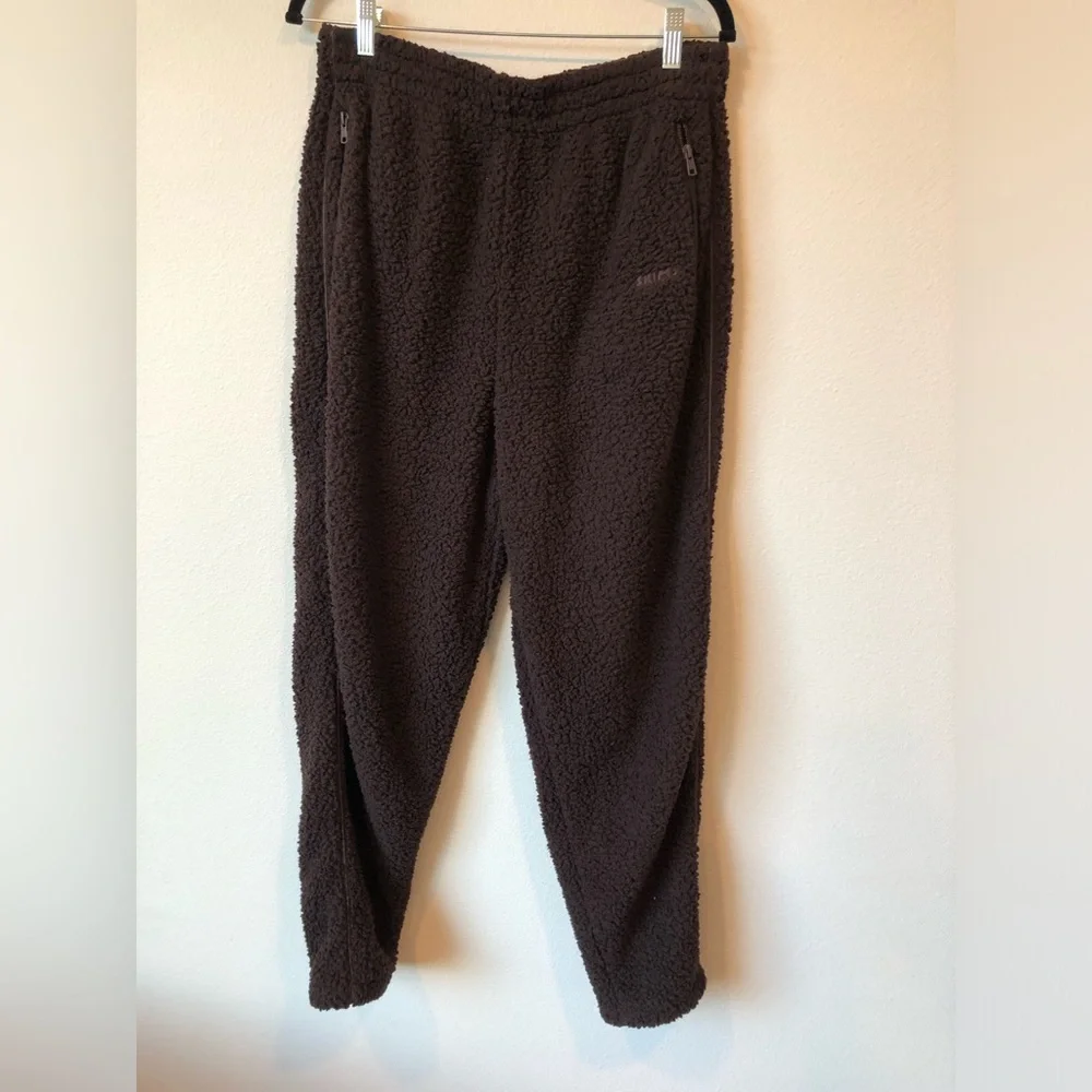 SKIMS Teddy High Pile Fleece Crop Jacket and Joggers Espresso (Set) Size L - Picture 10 of 12